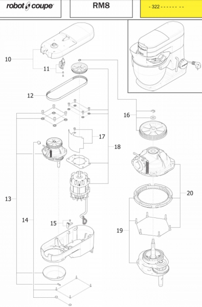 Pièces détachées Batteur-mélangeur RM 8 Robot Coupe - ROBOT COUPE