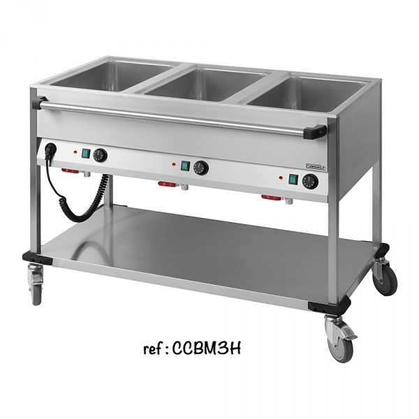 Chariot Bain-Marie à eau 3 x GN 1/1 Casselin - CASSELIN