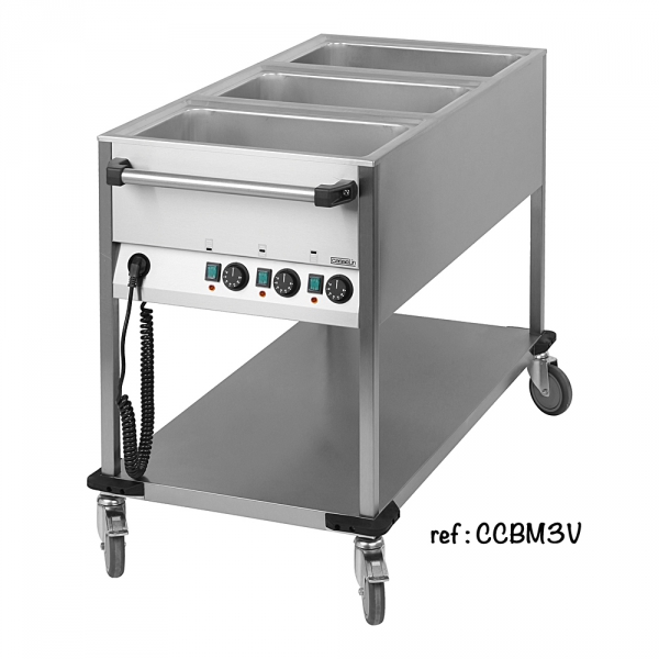 Chariot Bain-Marie à eau 3 x GN 1/1 Casselin - CASSELIN