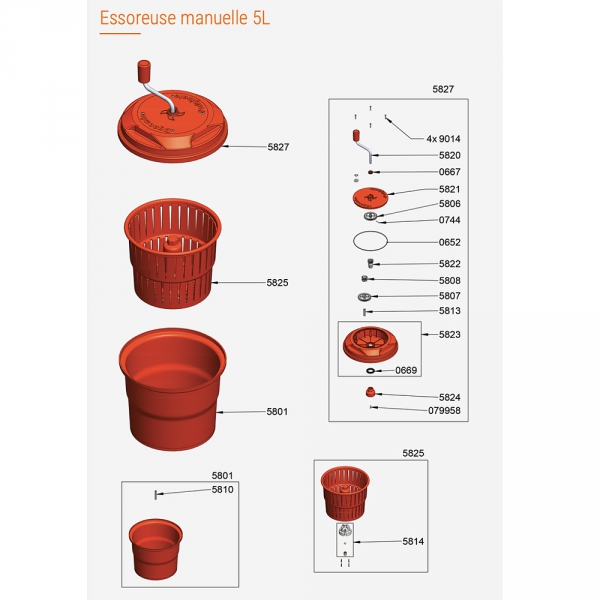 Pièces détachées Essoreuse Professionnelle E5SC Dynamic - DYNAMIC