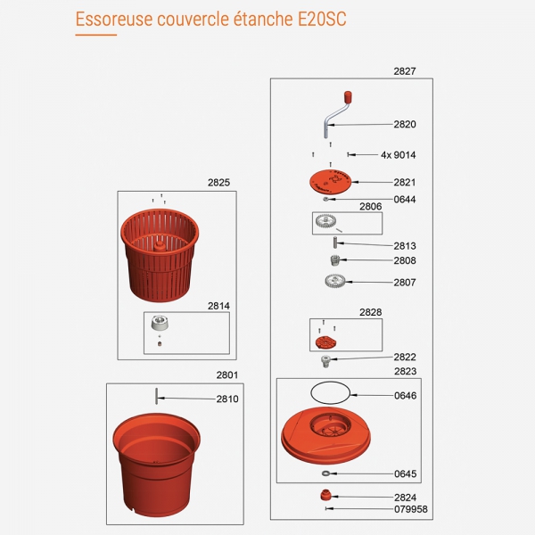 Pièces Détachées Essoreuse 20 litres Professionnelle Couvercle Etanche E20SC Dynamic - DYNAMIC