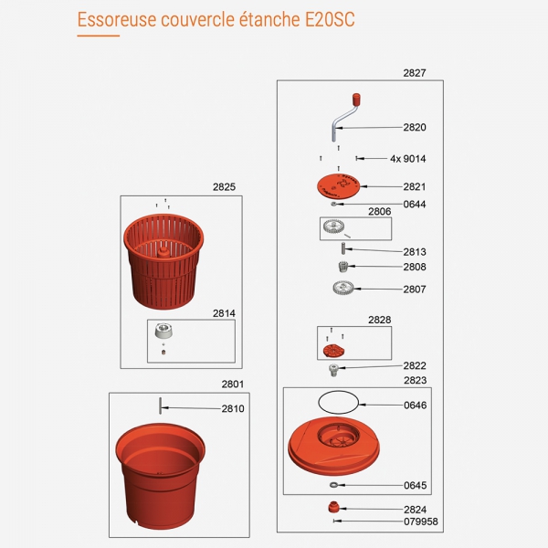 Pièces Détachées Essoreuse Professionnelle Couvercle Etanche E20SC Dynamic - DYNAMIC