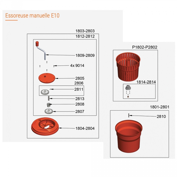 Pièces Détachées Essoreuse 10 litres Professionnelle E10 Dynamic - DYNAMIC