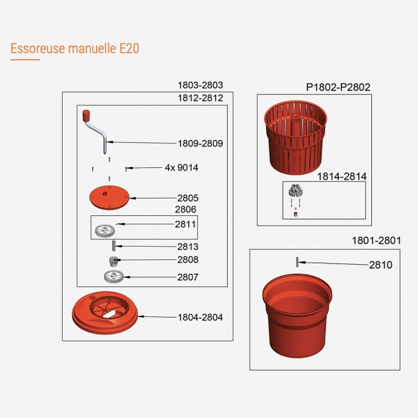 Pièces Détachées Essoreuse 20 litres Professionnelle E20 Dynamic - DYNAMIC