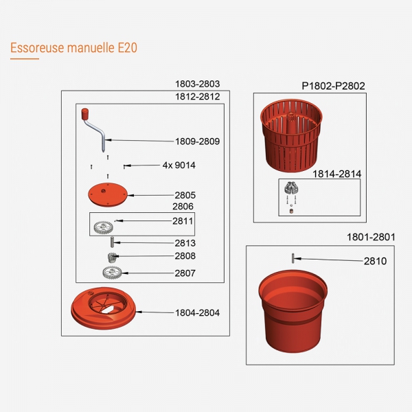 Pièces Détachées Essoreuse Professionnelle E20 Dynamic - DYNAMIC