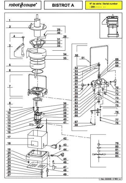 Pièces détachées Centrifugeuse Bistrot A Robot Coupe - ROBOT COUPE