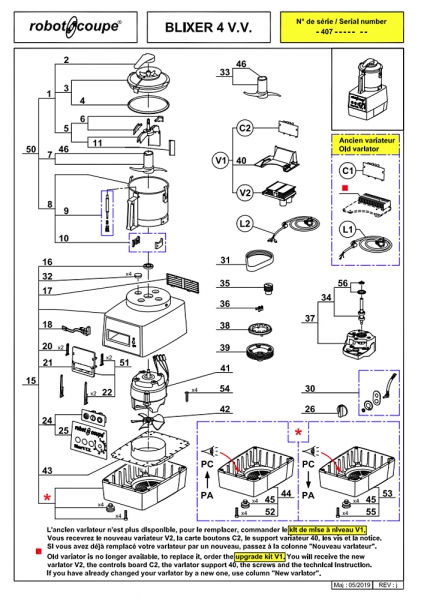 Pièces détachées Blixer Robot Coupe 4 V.V - ROBOT COUPE