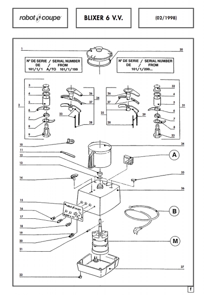 Pièces détachées Blixer Robot Coupe 6 V.V - ROBOT COUPE