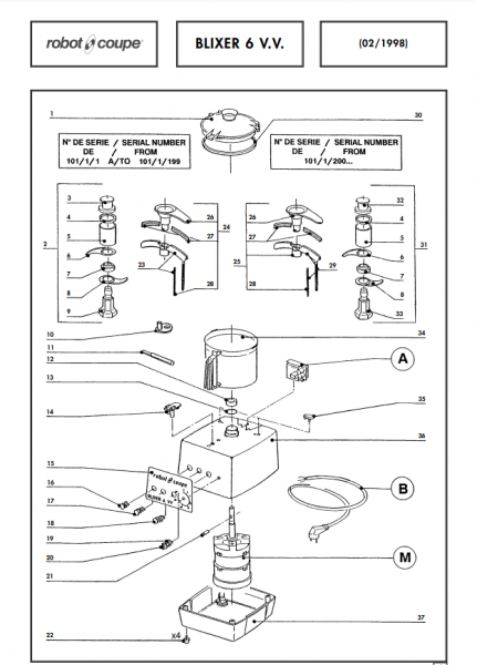 Pièces détachées Blixer Robot Coupe 6 V.V - ROBOT COUPE