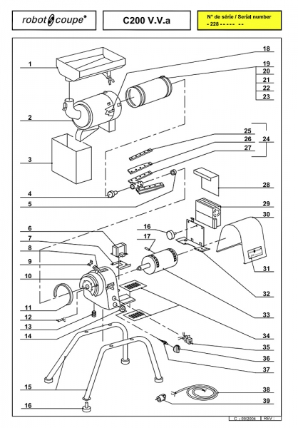 Pièces détachées Tamis automatique C200 VVA Robot Coupe - ROBOT COUPE