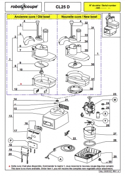 Pièces détachées Coupe-légumes CL25 D Robot coupe