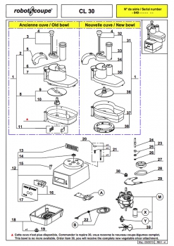 Pièces détachées Coupe-légumes CL 30 Robot Coupe