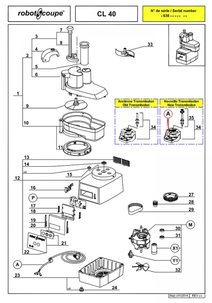 Pièces détachées Coupe-légumes CL40 Robot Coupe - ROBOT COUPE