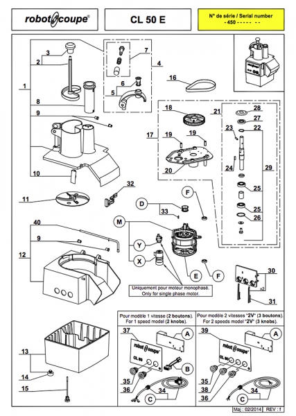 Pièces détachées Coupe-légumes Robot Coupe CL 50 E - ROBOT COUPE