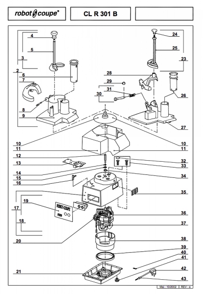Pièces détachées Coupe-légumes Robot Coupe CL-R 301 B - ROBOT COUPE