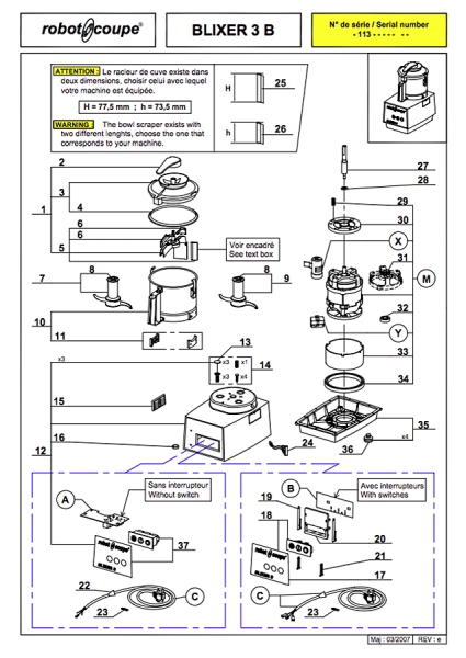 Pièces détachées Blixer 3 B Robot Coupe - ROBOT COUPE