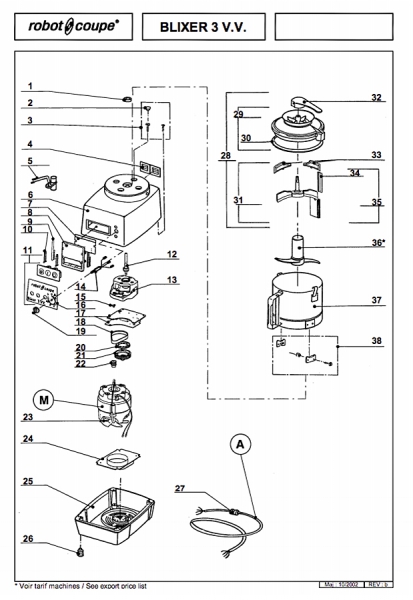 Pièces détachées Blixer Robot Coupe 3 V.V - ROBOT COUPE