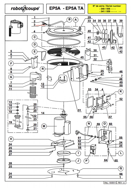 Pièces détachées EP5A/ 10A/ 15 A/ 5ATA/ 10ATA/ 15ATA Robot Coupe - ROBOT COUPE