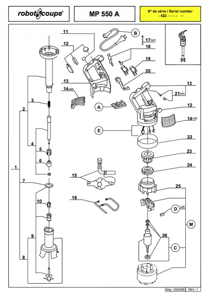 Pièces détachées MP550 A Robot Coupe - ROBOT COUPE