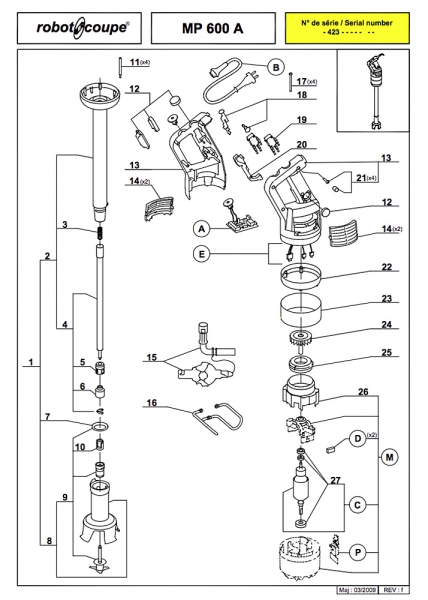 Pièces détachées MP600 A Robot Coupe - ROBOT COUPE