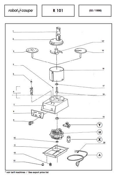 Pièces détachées Combiné Robot Coupe R 101 R 100 R 120 - ROBOT COUPE