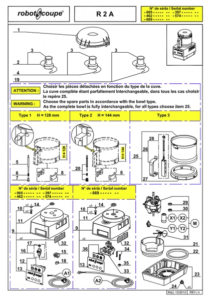 Pièces détachées Cutter de table Robot Coupe R 2 A - ROBOT COUPE