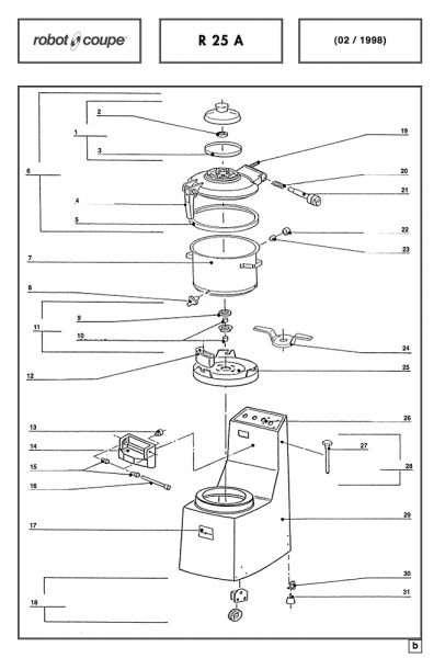 Pièces détachées Cutter vertical R25 A Robot Coupe - ROBOT COUPE