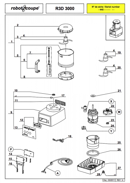 Pièces détachées Cutter de table R3D 3000 Robot Coupe - ROBOT COUPE