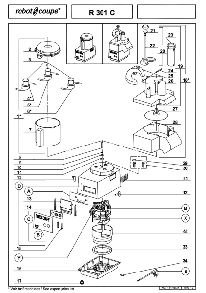 Pièces détachées Combiné Robot Coupe R 301 C - ROBOT COUPE