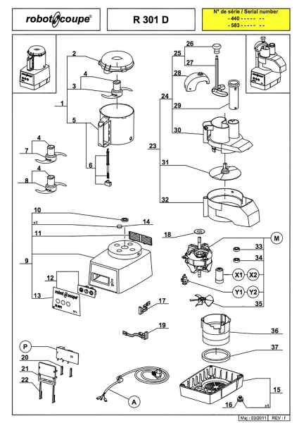 Pièces détachées Combiné Robot Coupe R 301 D - ROBOT COUPE