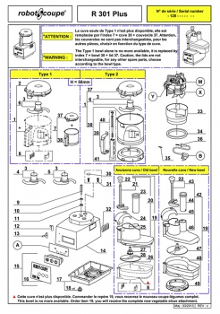 Pièces détachées Combiné Robot Coupe R 301 Plus