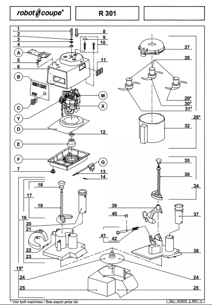 Pièces détachées Combiné Robot Coupe R 301 - ROBOT COUPE