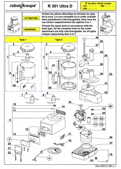 Pièces détachées Combiné Robot Coupe R 301 Ultra D