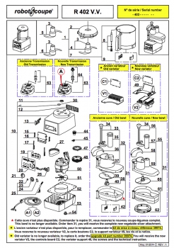 Pièces détachées Combiné Robot Coupe R 402 V.V