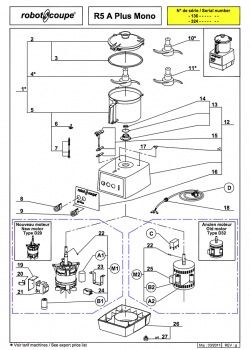 Pièces détachées Cutter de table R5 A Plus mono Robot Coupe