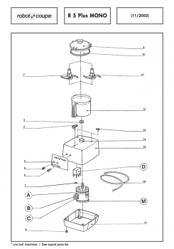 Pièces détachées Cutter de table R5 Plus mono Robot Coupe