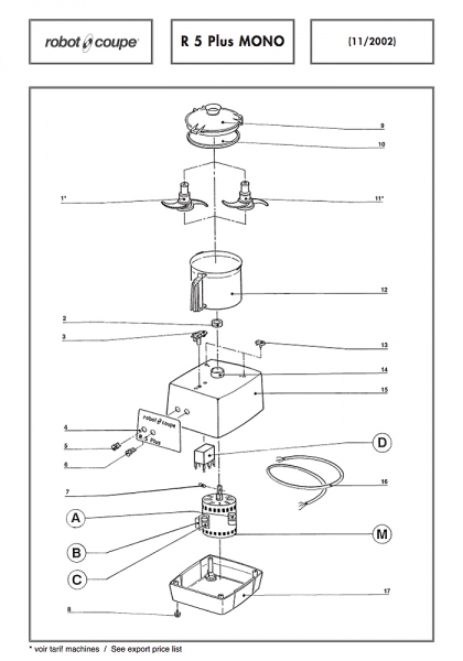 Pièces détachées Cutter de table R5 Plus mono Robot Coupe - ROBOT COUPE