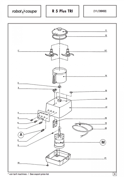 Pièces détachées Cutter de table R5 Plus tri Robot Coupe - ROBOT COUPE