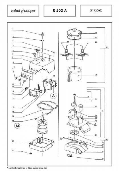 Pièces détachées Combiné Robot Coupe R 502 A - ROBOT COUPE