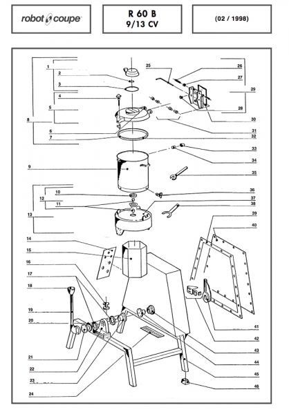 Pièces détachées Cutter vertical R60B 9/13 CV Robot Coupe - ROBOT COUPE