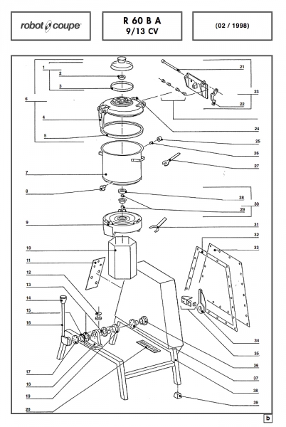 Pièces détachées Cutter vertical R60B A 9/13 CV Robot Coupe - ROBOT COUPE