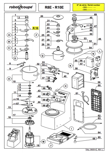 Pièces détachées Cutter de table R10 E Robot Coupe - ROBOT COUPE