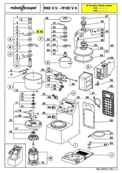 Pièces détachées Cutter de table R10 V.V E Robot Coupe - ROBOT COUPE